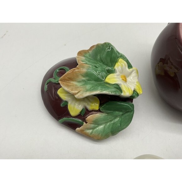 Fitz and Floyd Eggplant Condiment Jar with Lid and Spoon Collectible Serveware - Picture 11 of 16